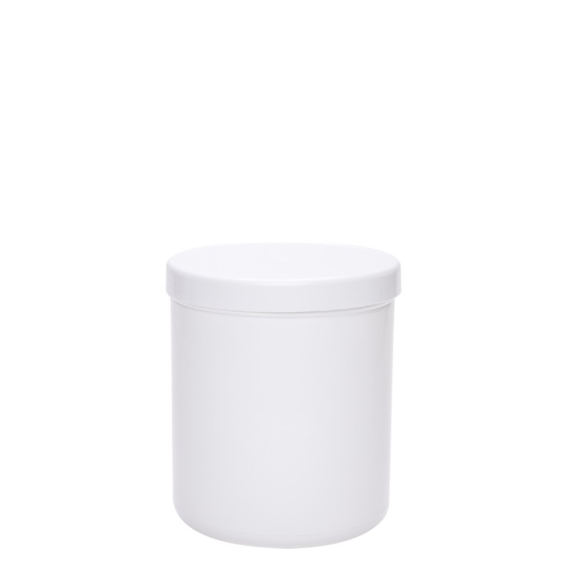 Βάζο πλαστικό Λευκό Cylinder 1000ml με πώμα complete
